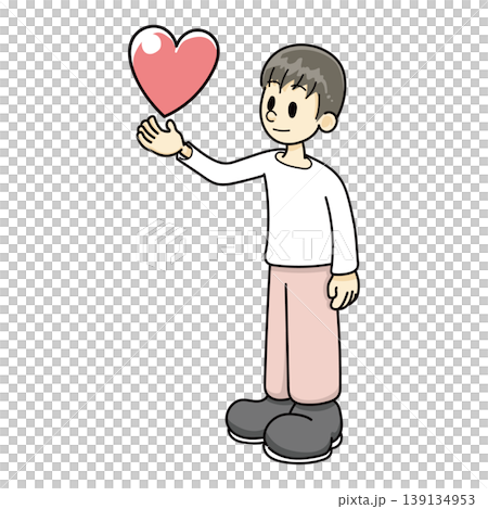 ハートと男性　手描き　赤ズボン 139134953