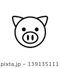 Cute Cartoon Pig Head Minimalist Graphic Design Element 139135111