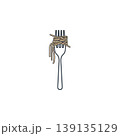Delicious Pasta Noodles Wrapped Around Silver Fork Utensil 139135129