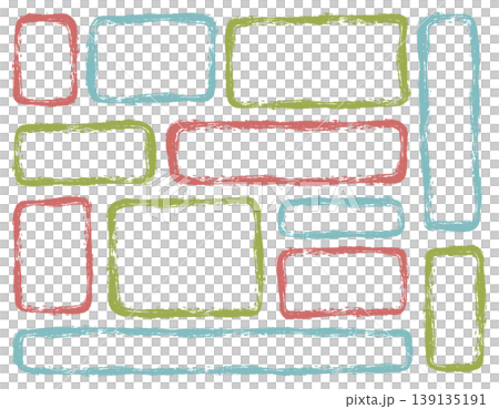 手描きの四角いフレームのイラストセット 手描きの四角いフレームのイラストセット 139135191