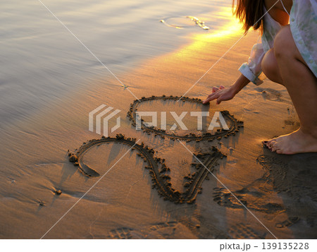 Writing 2023 on sand beach Writing 2023 on sand beach 139135228