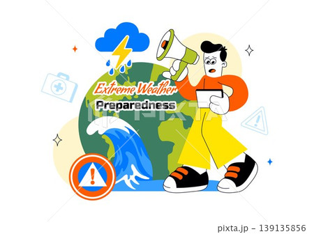 Extreme Weather Preparedness Vector Illustration With Emergency Kit Storm Warning Safety Plan Disaster Readiness Climate Alert Design Extreme Weather Preparedness Vector Illustration With Emergency Kit Storm Warning Safety Plan Disaster Readiness Climate Alert Design 139135856