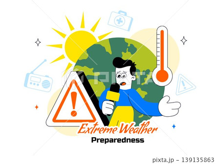 Extreme Weather Preparedness Vector Illustration With Emergency Kit Storm Warning Safety Plan Disaster Readiness Climate Alert Design 139135863