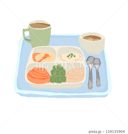 介護食ペースト食の配膳トレー|嚥下食・ミキサー食の食事セット|高齢者・入院食イメージ 介護食ペースト食の配膳トレー|嚥下食・ミキサー食の食事セット|高齢者・入院食イメージ 139135904