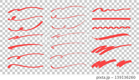 A set of handwritten-style underlines (red) that look like they were written with a pen or marker. A set of handwritten-style underlines (red) that look like they were written with a pen or marker. 139136260