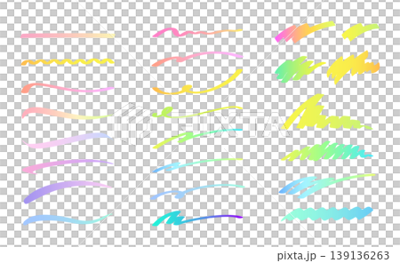 いろいろなグラデーションの手書きのアンダーラインセット いろいろなグラデーションの手書きのアンダーラインセット 139136263