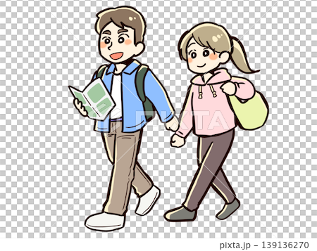 仲良く歩く夫婦 139136270