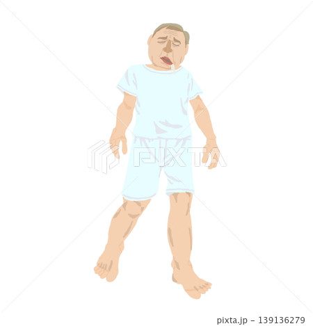 脳卒中を疑う高齢男性の全身イラスト|片麻痺・顔のゆがみ・ふらつきの症状イメージ 脳卒中を疑う高齢男性の全身イラスト|片麻痺・顔のゆがみ・ふらつきの症状イメージ 139136279