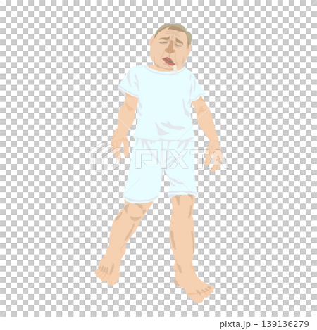 脳卒中を疑う高齢男性の全身イラスト|片麻痺・顔のゆがみ・ふらつきの症状イメージ 脳卒中を疑う高齢男性の全身イラスト|片麻痺・顔のゆがみ・ふらつきの症状イメージ 139136279