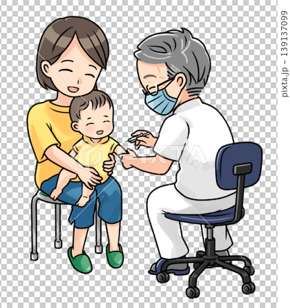 Baby smiling while receiving vaccinations Baby smiling while receiving vaccinations 139137099