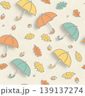 Charming Autumn Elements With Umbrellas And Leaves Pattern 139137274