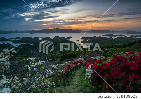 ツツジ咲く、海に沈む夕日 ツツジ咲く、海に沈む夕日 139138925