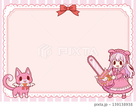 ピンクのロリータの女の子と使い魔のフレーム 139138938