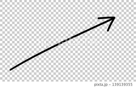 Simple, hand-drawn style straight arrow monochrome vector illustration (pointing upwards to the right) 139139355