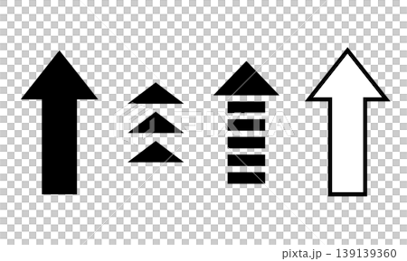 Monochrome vector illustration set of 4 variations of upward-pointing arrows. Monochrome vector illustration set of 4 variations of upward-pointing arrows. 139139360