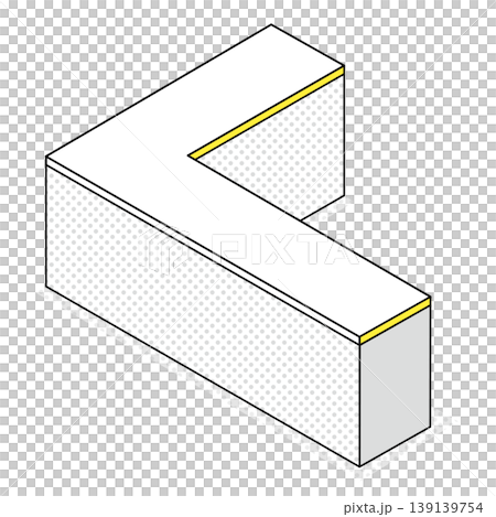 L字型カウンターのアイソメトリック線画イラスト(スタッフなし・イエロー) L字型カウンターのアイソメトリック線画イラスト(スタッフなし・イエロー) 139139754