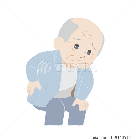 手描き風の腰痛に悩む男性 手描き風の腰痛に悩む男性 139140595