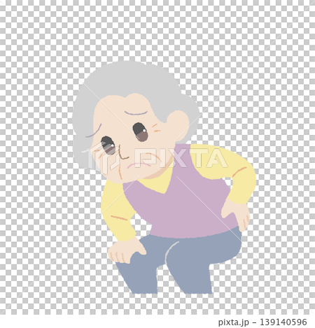 手描き風の腰痛に悩む女性 手描き風の腰痛に悩む女性 139140596