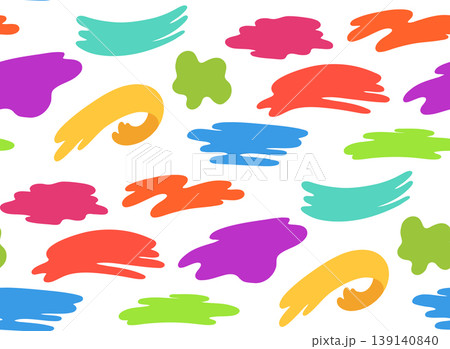 Vector seamless pattern with colorful cartoon paint strokes on white background. Childish texture with colorful brush smudges Vector seamless pattern with colorful cartoon paint strokes on white background. Childish texture with colorful brush smudges 139140840