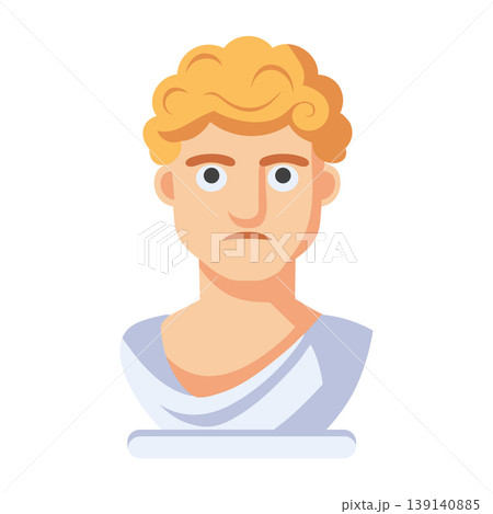 Classical greek or roman male bust. Modern stylized ancient sculpture. Illustration. 139140885
