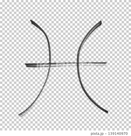 the zodiac sign of Pisces drawn with a black marker 139140970