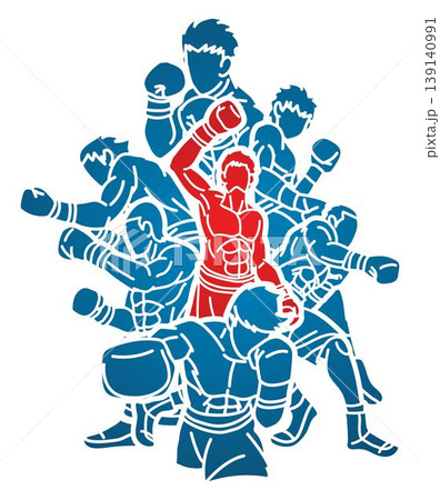 Group of Boxer Mix Action Cartoon Graphic Vector Group of Boxer Mix Action Cartoon Graphic Vector 139140991