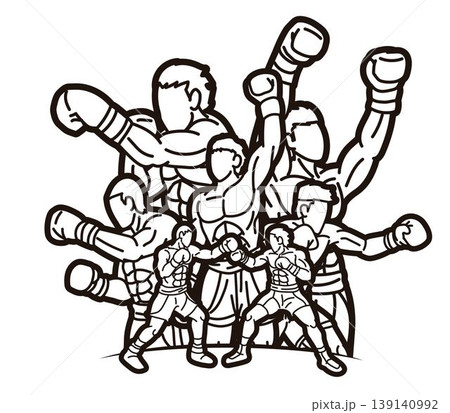 Group of Boxer Mix Action Cartoon Graphic Vector Group of Boxer Mix Action Cartoon Graphic Vector 139140992