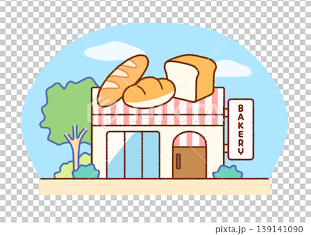 パン屋の外観イラスト｜店舗・建物・ベーカリー 139141090