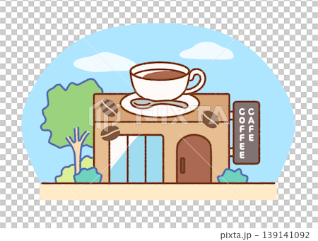 Exterior illustration of a cafe/coffee shop | Stores, buildings, and cafes Exterior illustration of a cafe/coffee shop | Stores, buildings, and cafes 139141092