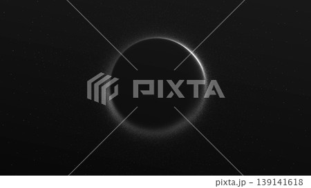 Dark cosmic ring with subtle glow and star field on black background. Abstract 4K eclipse scene with particle halo and deep space atmosphere. Dark cosmic ring with subtle glow and star field on black background. Abstract 4K eclipse scene with particle halo and deep space atmosphere. 139141618