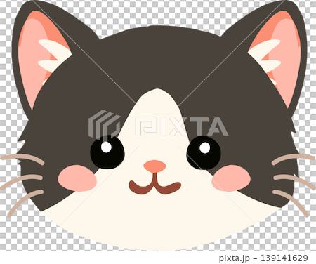 cute cartoon cat face illustration of a playful kitten character designed for kids and creative projects 139141629