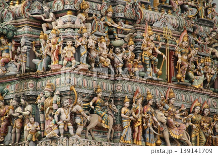 Detail of the facade of Sri Mariamman Temple of Singapore Detail of the facade of Sri Mariamman Temple of Singapore 139141709