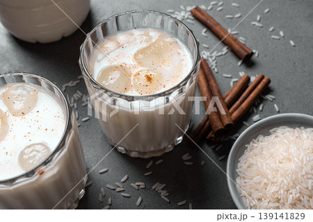 Mexican Horchata rice drink with cinnamon 139141829