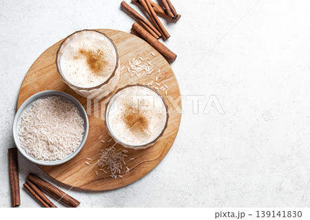 Mexican Horchata rice drink with cinnamon 139141830