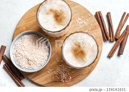 Mexican Horchata rice drink with cinnamon 139141831