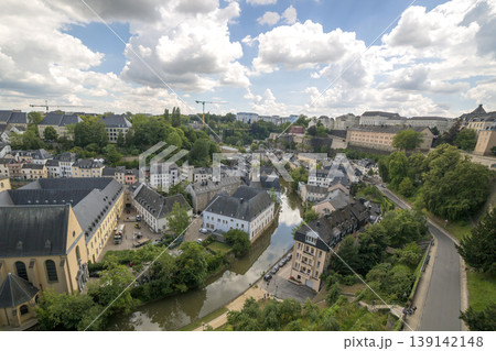 Luxembourg, Grand Duchy of Luxembourg - July 06, 2018: View of the River Alzette and Luxembourg Luxembourg, Grand Duchy of Luxembourg - July 06, 2018: View of the River Alzette and Luxembourg 139142148