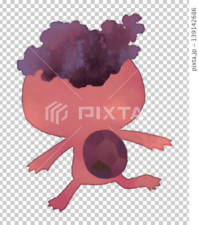 Red Kappa (water goblin) back illustration, watercolor style, transparent PNG 139142686