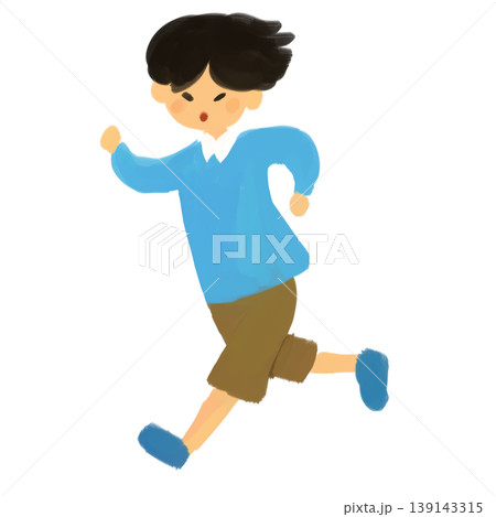 走る男の子の手描きイラスト 139143315
