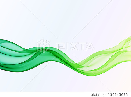 Abstract green wave background with flowing translucent wave on light gradient backdrop 139143673