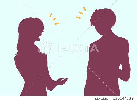 会話する男性と女性 会社員 シルエット 会話する男性と女性 会社員 シルエット 139144338
