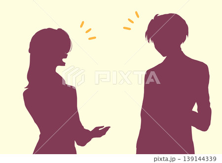 会話する男性と女性 会社員 シルエット 会話する男性と女性 会社員 シルエット 139144339