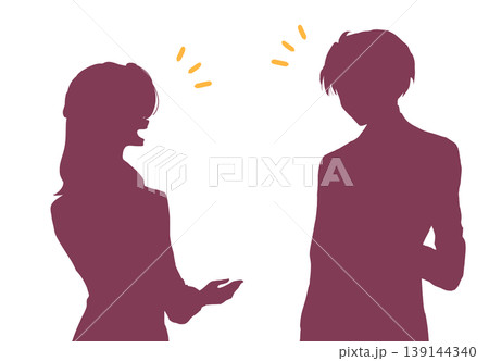 会話する男性と女性 会社員 シルエット 会話する男性と女性 会社員 シルエット 139144340