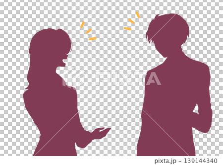 会話する男性と女性 会社員 シルエット 会話する男性と女性 会社員 シルエット 139144340