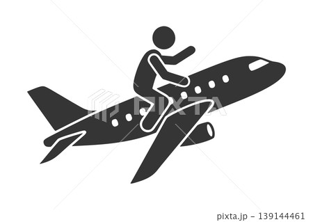 飛行機に乗る人物のシルエットアイコン 飛行機に乗る人物のシルエットアイコン 139144461