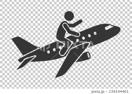飛行機に乗る人物のシルエットアイコン 飛行機に乗る人物のシルエットアイコン 139144461