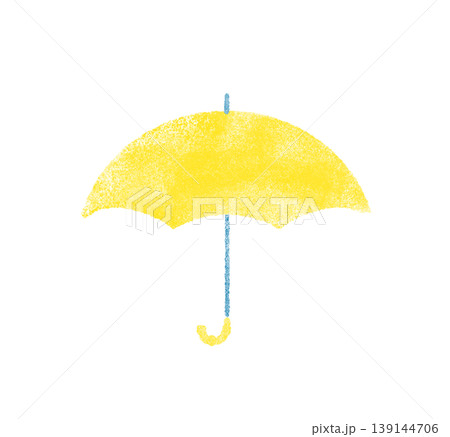 水彩風の黄色い傘のイラスト　かわいい手描きデフォルメ　雨具　背景透過 139144706