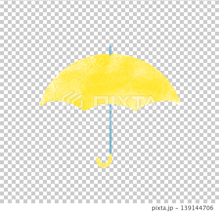 水彩風格的黃色雨傘插圖；可愛、手繪、風格化；雨具；透明背景。 139144706