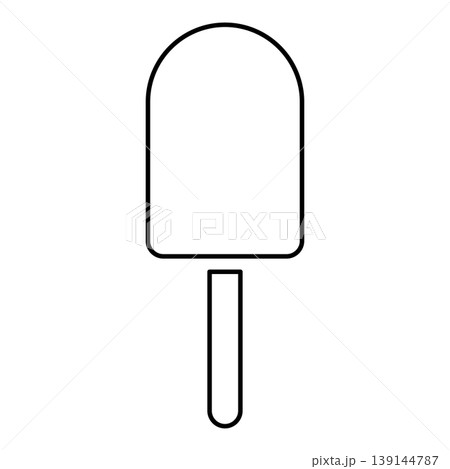 Ice-cream icecream popsicle with chocolate glaze stick Eskimo Summertime refreshing dessert contour outline line icon black color vector illustration image thin flat style 139144787
