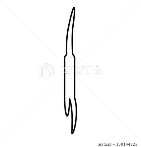 Fish-scaling knife Shrimp peeling knife contour outline line icon black color vector illustration image thin flat style Fish-scaling knife Shrimp peeling knife contour outline line icon black color vector illustration image thin flat style 139144828