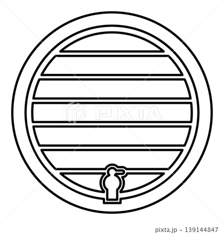 Barrel for wine brendy beer wine cask with tap contour outline line icon black color vector illustration image thin flat style Barrel for wine brendy beer wine cask with tap contour outline line icon black color vector illustration image thin flat style 139144847